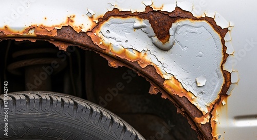 Close Up of Corroded Metal on a Car Wheel Well