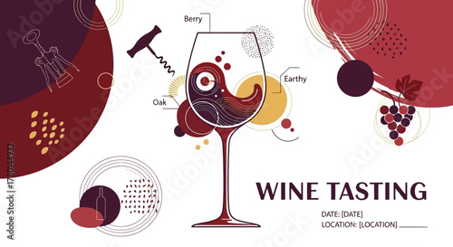 Elegant Wine Tasting Event Invitation with Grape Accents and Modern Design