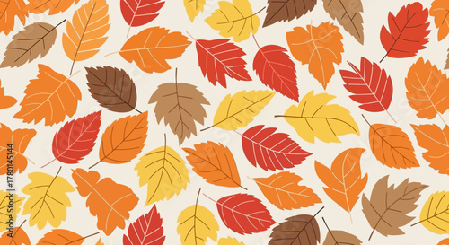 Colorful Autumn Leaves Pattern Seamless Fall Foliage Design