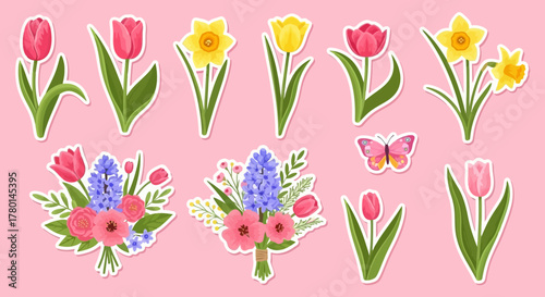 Floral Sticker Set Spring Blooms & Butterfly Collection