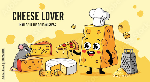Cheese Lover's Delight A Whimsical Illustration of Cheesy Characters and Delectable Treats