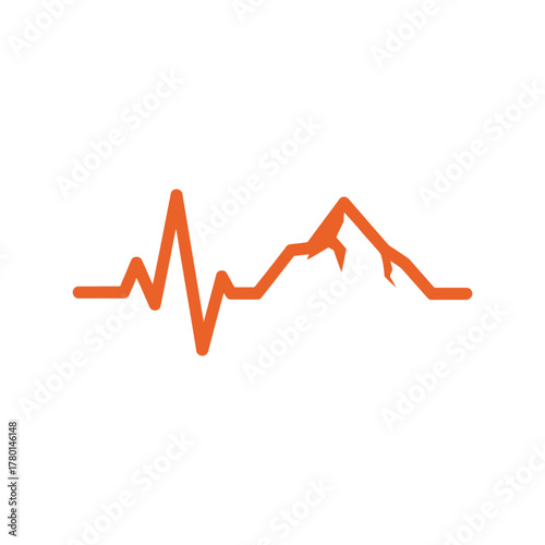 Mountain peak heartbeat line vector graphic adventure life pulse outdoor activity symbol