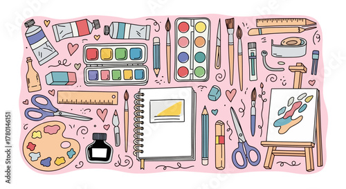 Art Supplies Still Life A Colorful Collage of Creative Tools