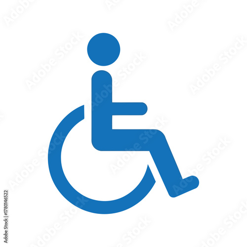 Blue wheelchair accessibility icon disabled person symbol handicap sign vector graphic
