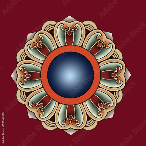 Tibetan Design Illustration art, Tibetan Vector Art, Wallpaper Design, TIbetan art