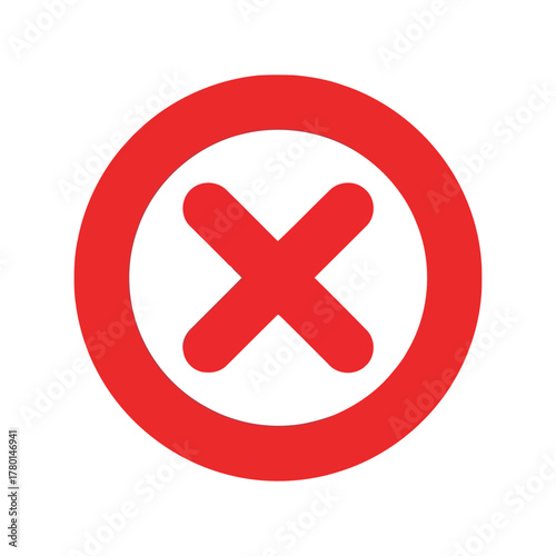 Red x mark in circle prohibition symbol rejection icon no sign cancel graphic isolated vector