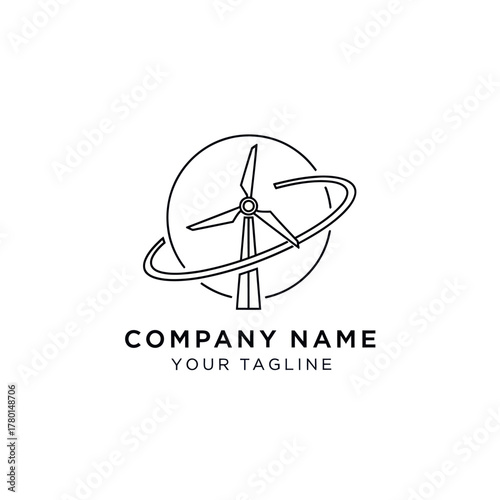 Wind turbine logo design for sustainable energy company.