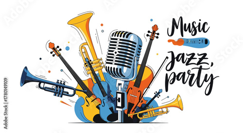 Jazz Party with Musical Instruments A Vibrant Celebration of Music
