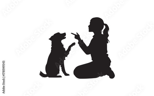 silhouette of a girl with a dog