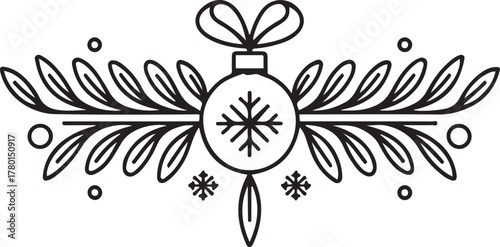 Minimalist Ornament Border Vector with Snowflake and Leaf Decoration
