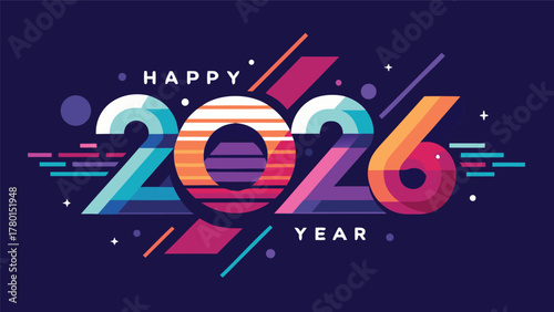 Celebratory 2026 new year banner with vibrant abstract design