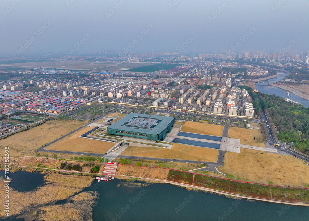 Fototapeta premium Aerial photography of Yin Ruins Museum in Anyang City, Henan Province