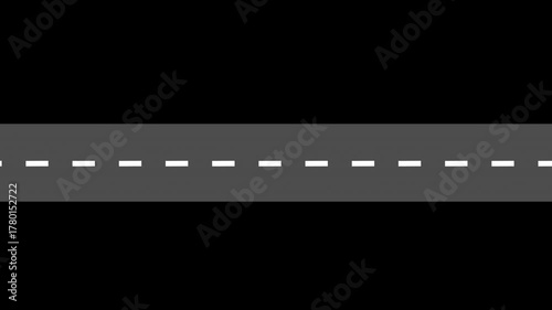 Horizontal asphalt road in the black screen