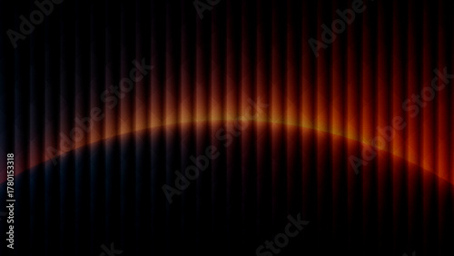 dark abstract futuristic warm color curved arc on vertical stripes
