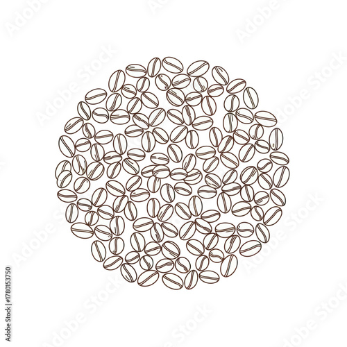 Coffee Beans Arranged in a Circular Pattern.