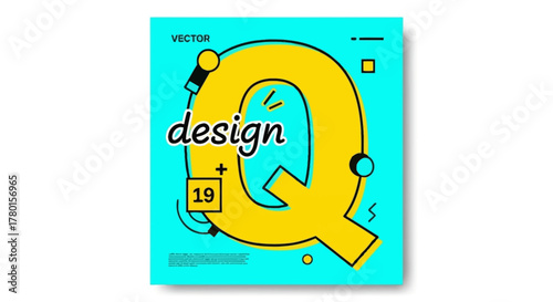 Abstract Design Composition with Bold Lettering and Geometric Shapes in Modern Style