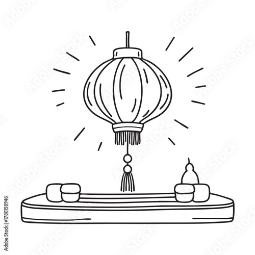 New Year lantern displayed on a parade float platform