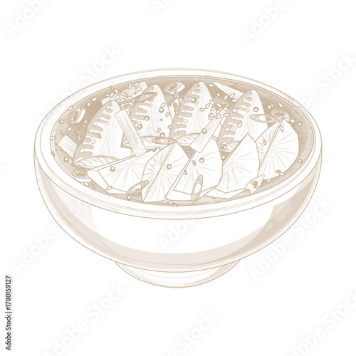 Vector Illustration Logo Line art Kkongchi Jorim on a Bowl