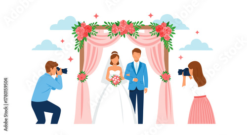 Wedding Arch Photographer Captures Bride & Groom at Ceremony