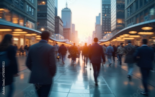 Wallpaper Mural Business center concept, Cinematic color tone, business people crowd walking at corporate office in city downtown, Abstract motion blur image, blurred background, Generative AI. High quality Torontodigital.ca