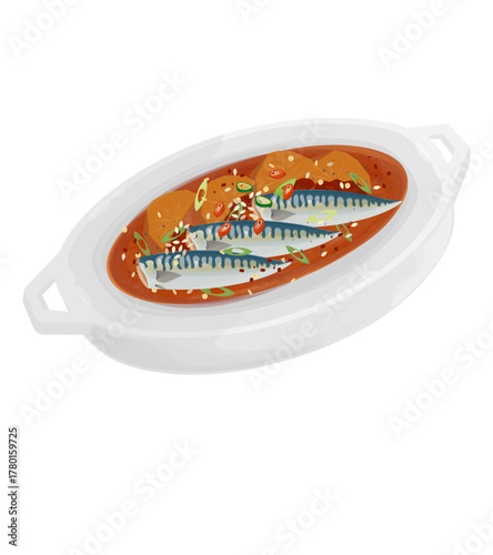 Vector Illustration Logo Clip art Kkongchi Jorim or Goseong Braised Fish