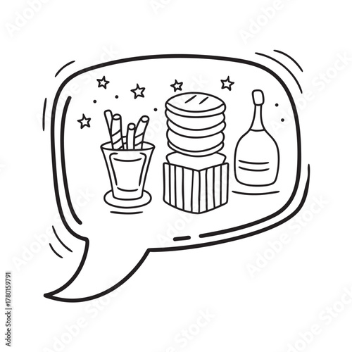 New Year party photo prop board with a cutout speech bubble