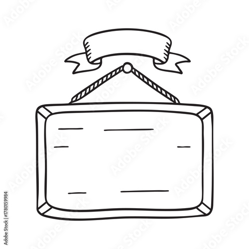 New Year ribbon hanging from a simple festival signboard