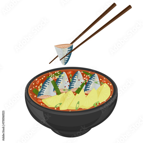 Vector Illustration Logo Clip art Ready to Eat Kkongchi Jorim or godeungeo jorim