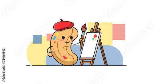 A Nutty Artist Painting a Masterpiece with Cheerful Colors and Playful Expression