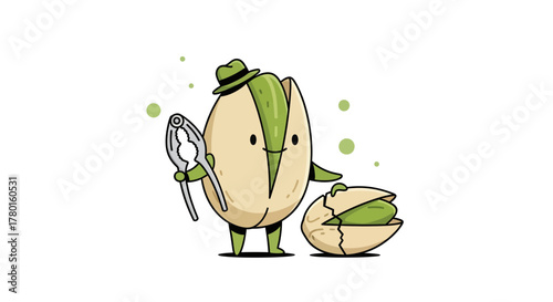 A Pistachio Character With Nutcracker Stands Ready To Crack Open The Nut