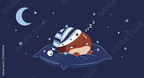 A Peaceful Chestnut Snoozing Under the Moonlight with Dreamy Tranquility And Stellar Bliss