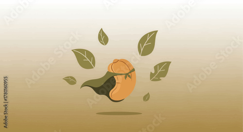 A Superhero Seed With A Leafy Cape Soaring Amongst Verdant Foliage Illustration