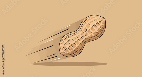 A Tasty Peanut Flying Through The Air With Motion, Speed, And Deliciousness