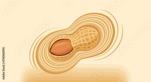 A Vibrant Vector Illustration of a Peanut in Its Shell with Swirling Design