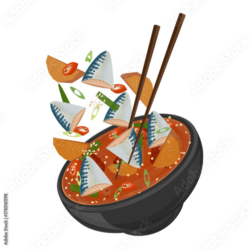 Vector Illustration Logo Clip art Levitation Korean Food Kkongchi jorim