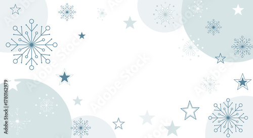 Minimalist and Elegant Winter Holiday Background Design Featuring Delicate Blue Snowflakes and Stars, Perfect for Seasonal Greetings and Festive Promotions
