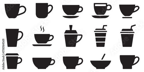 Collection of coffee cup silhouettes