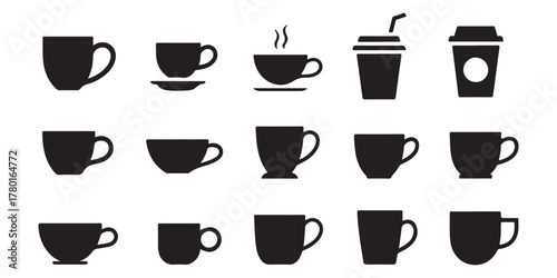 Collection of coffee cup silhouettes
