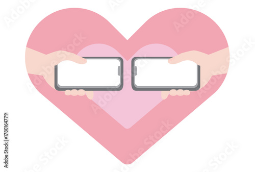 スマホアプリで恋人と出会うイメージイラスト