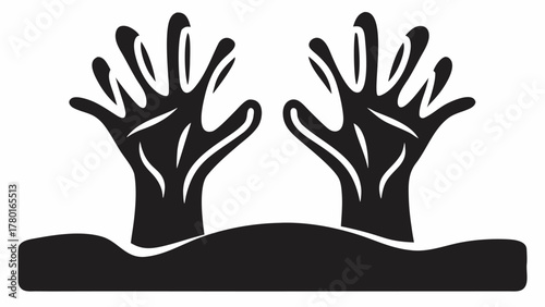 Striking vector hands reaching upwards from the earth, a powerful symbol of hope, resilience, or supernatural themes, perfect for impactful designs
