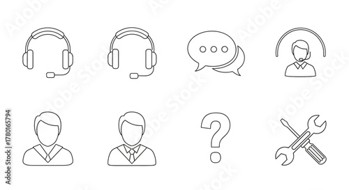 Illustration of customer service icons demonstrating support and communication elements