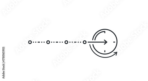 Timeline Process with Clock Icon Representing Time Management and Progression