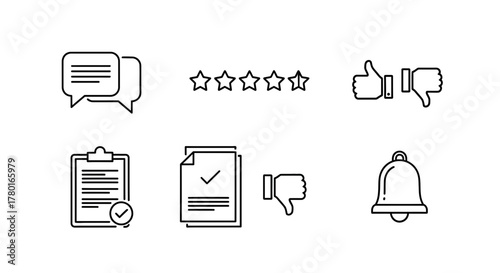 Minimalist feedback and notification icons for user interface design and web development