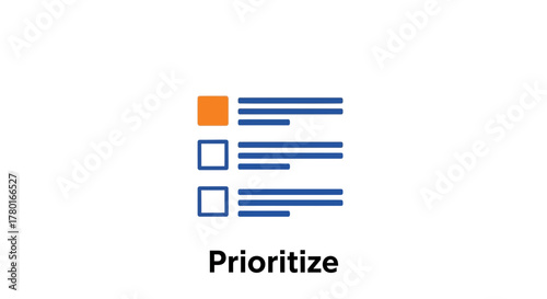Prioritization visual representation, checklist with priority selection concept