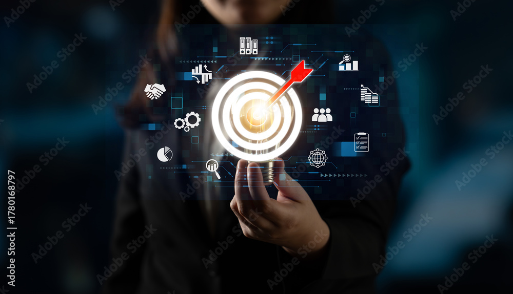 Fototapeta premium Target audience analysis enhances marketing with segmentation, smart profiling, and personalized strategies for improved audience targeting and campaign efficiency. Latch