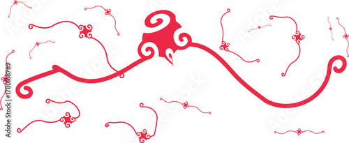 Abstract Red Ornament Design: An elegant and artistic ornament design, featuring flowing lines, swirls, and intricate details in a vibrant shade of red.