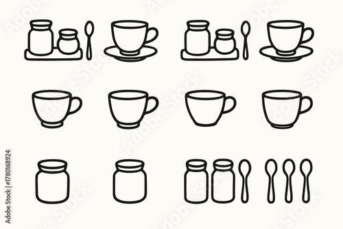 Wallpaper Mural Jar cup icons doodle arrangement spoon vector small minimalist tea icon Torontodigital.ca