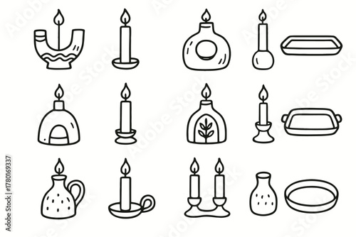 Icon boho decor tray home holder tall icons vector candle clay