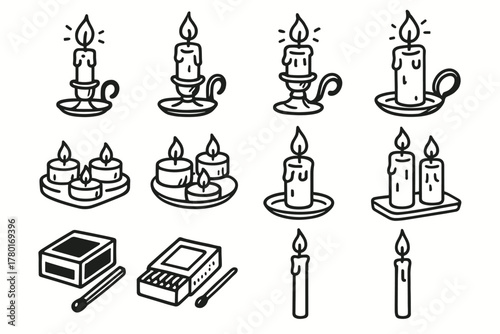 Ambiance holder icon icons vector matchbox wax tray candle doodle glowing light