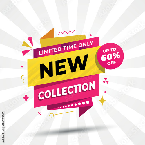 Vibrant New Collection Sale Banner with 60 Off Discount